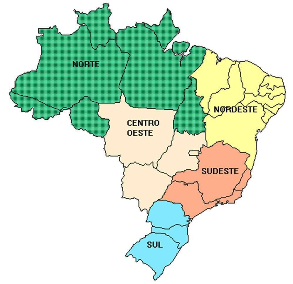 Mapa por Regiões do Brasil 