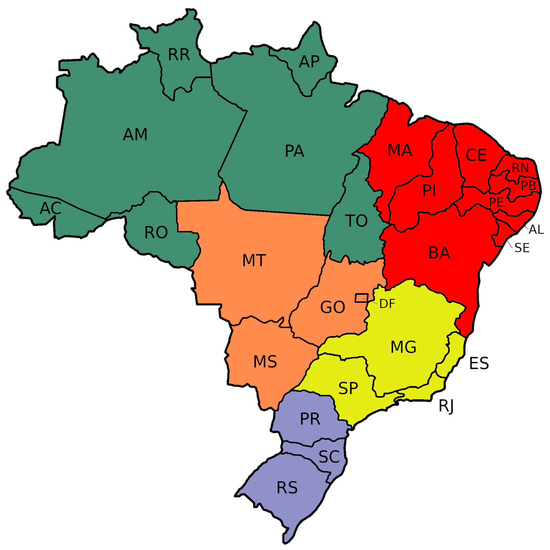Mapa por Estados do Brasil